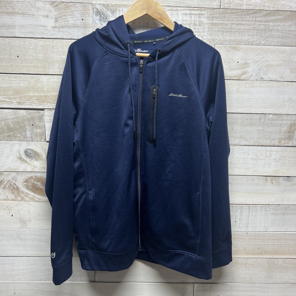 Eddie Bauer Jacket Mens Medium Blue FreeDry Hoodie Performance Full Zip Pockets